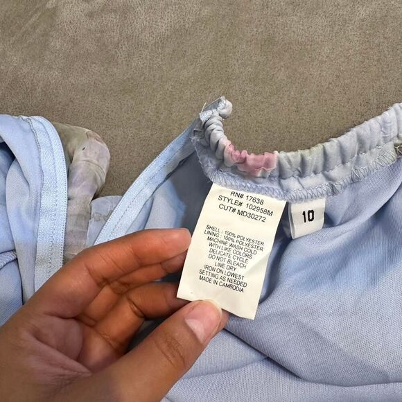 Fairycore blue and lilac floral midi skirt with ruffles and rose detail, Size 10 - Picture 7 of 8